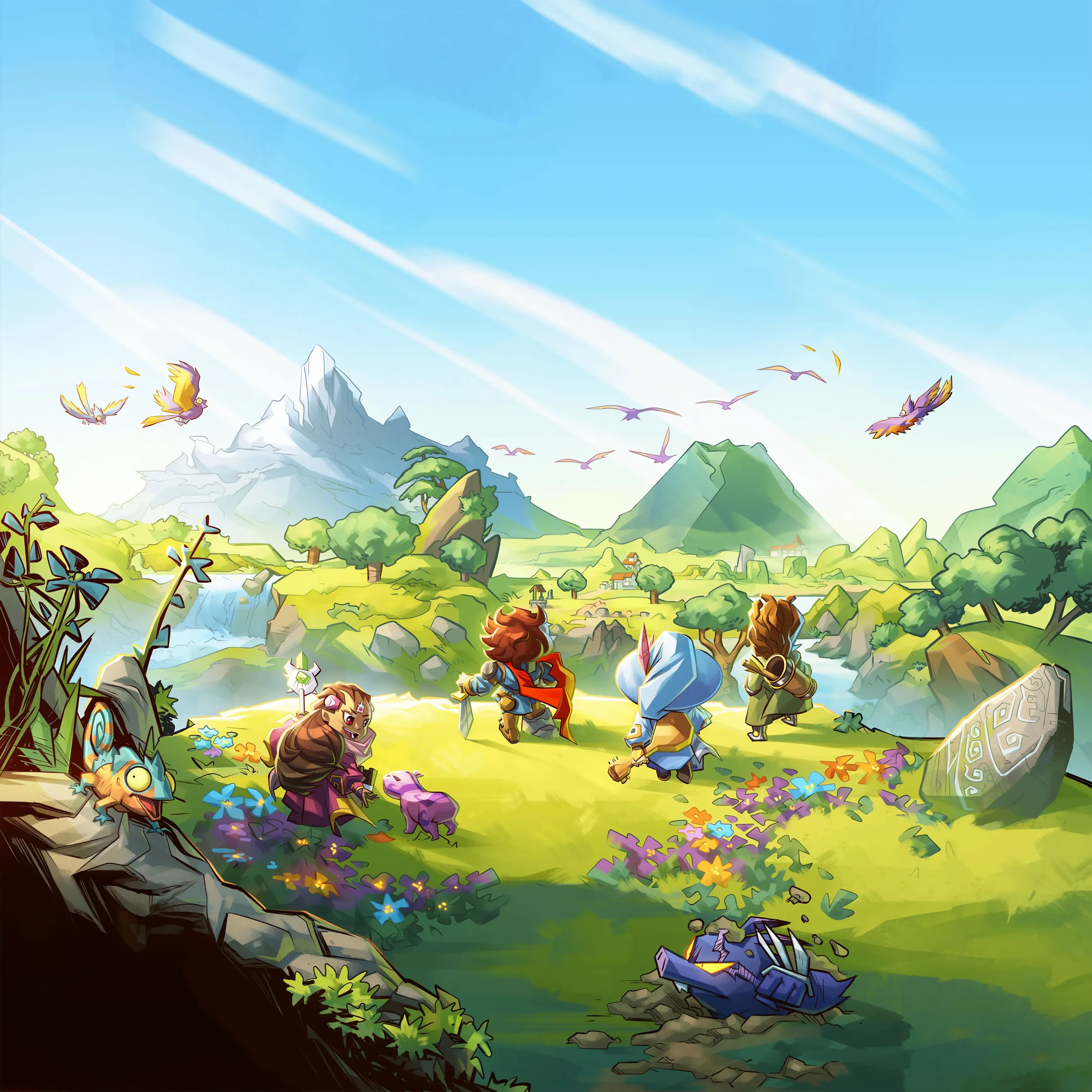 A bright realm of mountains, rivers and winding paths